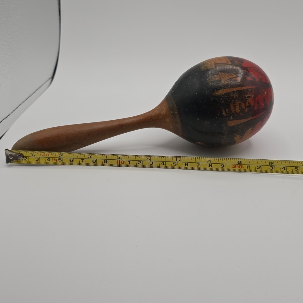 Vintage Single Wooden Wood Hand Painted Maracas - Picture 8 of 8